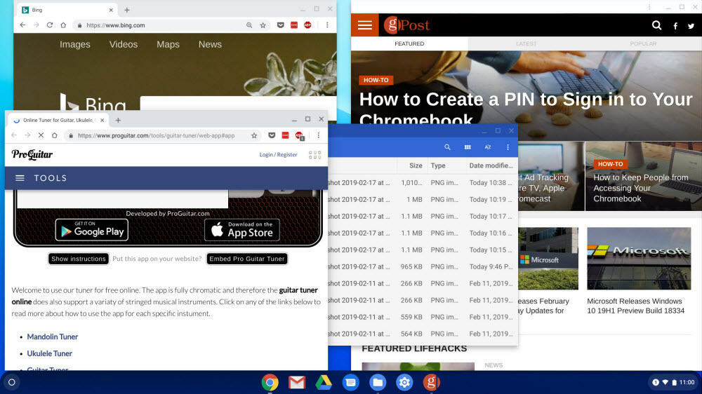 Több Windows nyitott Chromebook
