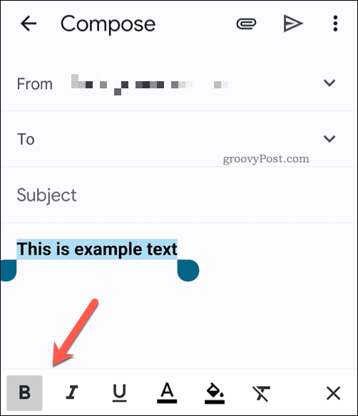 Szövegformázó eszköztár a Gmail alkalmazásban mobilon