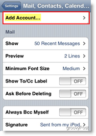 Apple iPhone és iPod Touch E-mail fiók hozzáadása