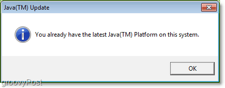 Képernyőkép: Windows 7 Java Update Check Complete Jucheck.exe