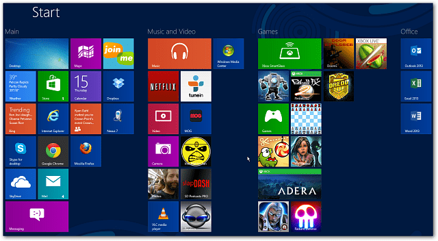 Windows 8 kezdőképernyő