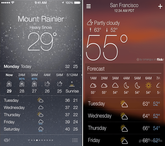 Yahoo és iOS 7 Weather Apps