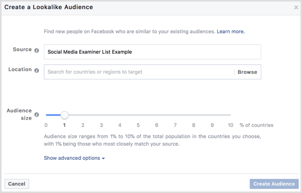 A Facebook kinézetű közönséget hoz létre