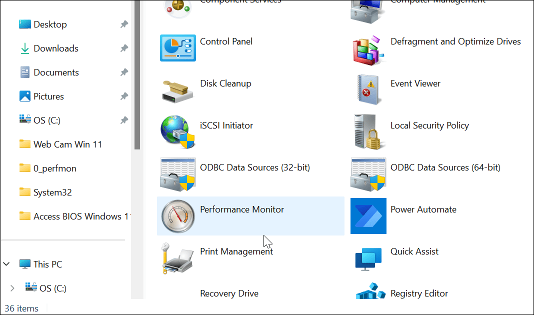 Teljesítményfigyelő Windows 11 rendszeren