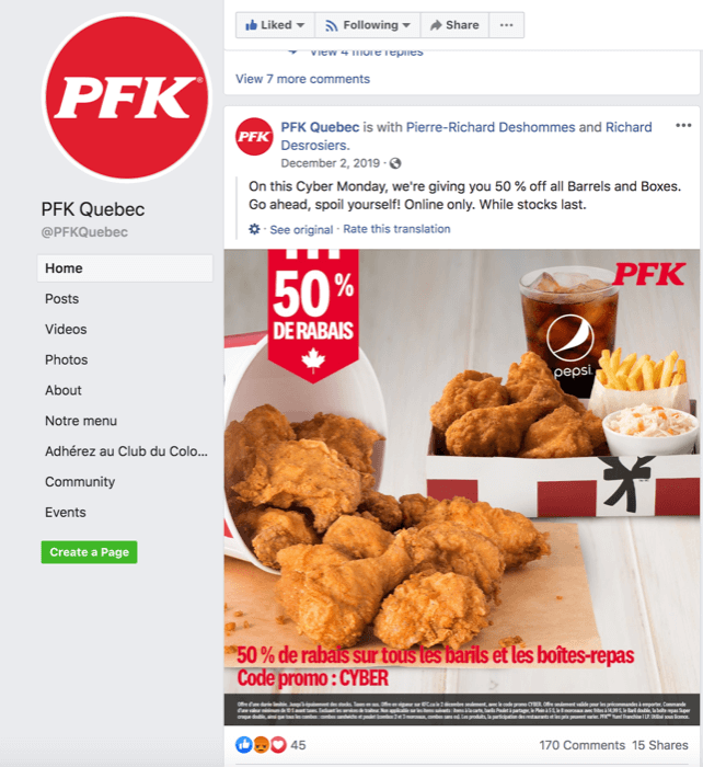 PFK Facebook oldala
