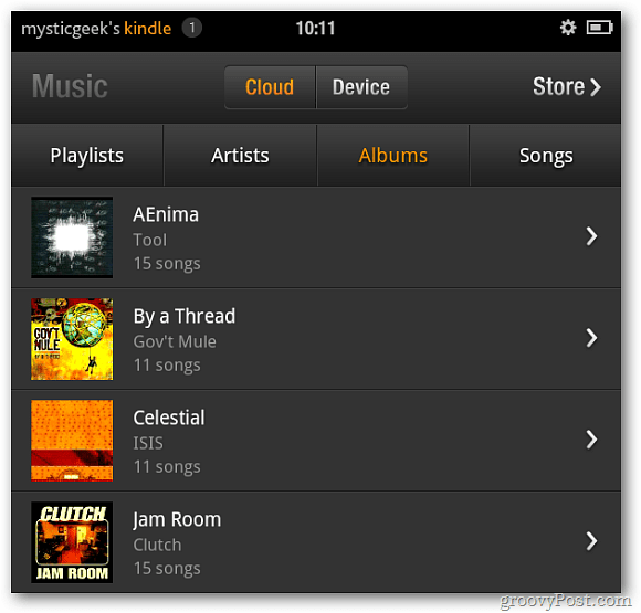 Kindle Fire Music a Cloud Player-től