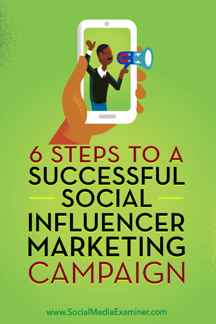 6 lépés egy sikeres társadalmi befolyásoló marketing kampányhoz Juliet Carnoy által a Social Media Examiner oldalán.