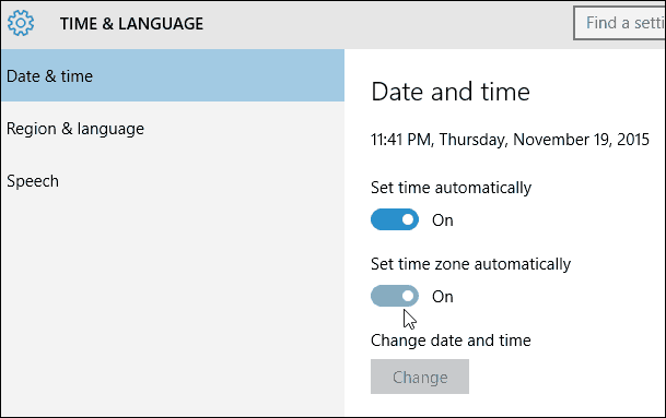 Az időzóna automatikus beállítása Windows 10