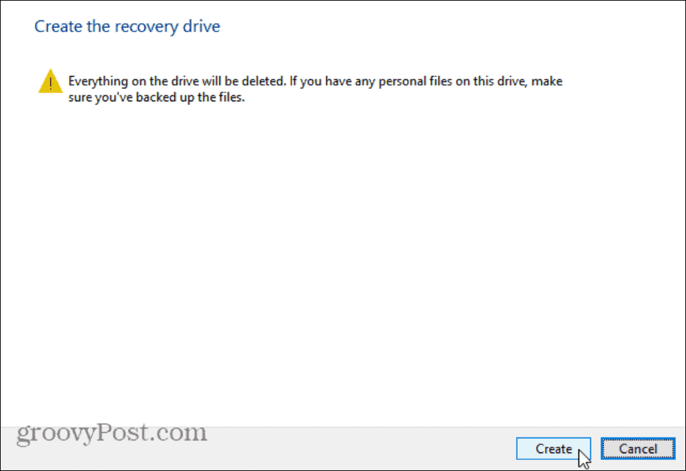 az adatok törlődnek, üzenet-helyreállítási meghajtó Windows 11