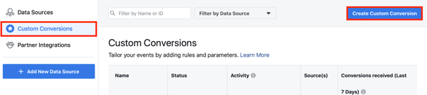 Használja a Facebook Eseménybeállító eszköz 10. lépés menüpontját az egyéni konverziók beállításához a Facebook képpontjához 