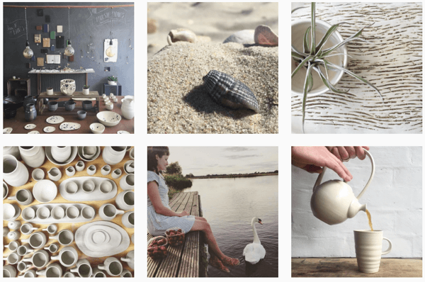 Az Illyria Pottery egy szűrőt használ az összetartó Instagram-hírcsatorna létrehozásához.