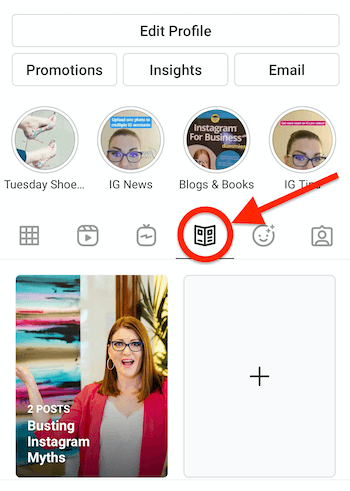 instagram profil az újság kereső útmutató ikonjával jelen és kiemelve, az igtv ikon mellett jelenik meg