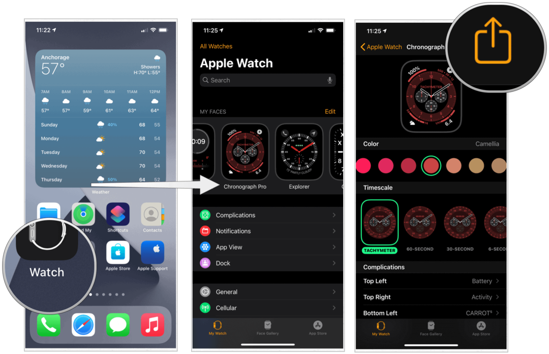 Ossza meg a Watch face-t az iPhone készüléken
