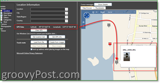 Microsoft Pro Photo Tools GPS Metaadatok hozzáadása a GEO:: groovyPost.com webhelyhez