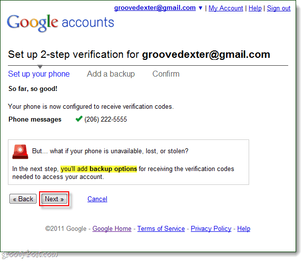 add hozzá a Google kétlépcsős azonosításának biztonsági mentési lehetőségeit
