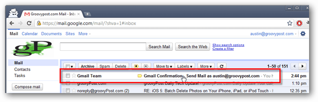 gmail beérkező levelek - ellenőrző e-mail