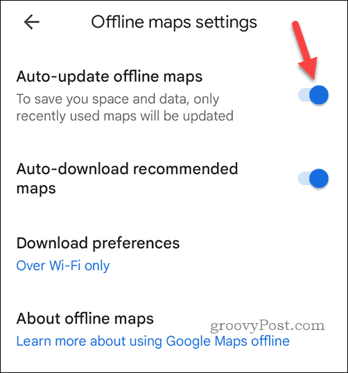 Az offline Google Térkép térképek automatikus frissítése