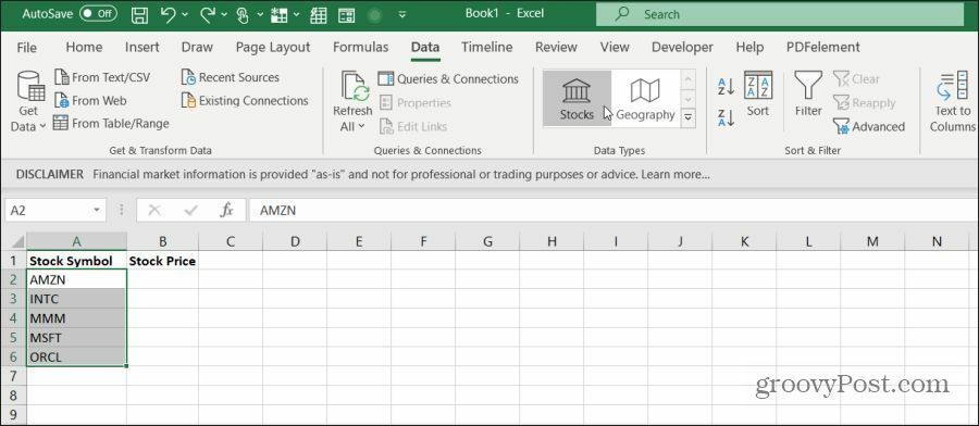 készletek importálása az Excelbe
