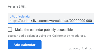 Outlook naptár hozzáadása a Google Naptárhoz URL-cím alapján