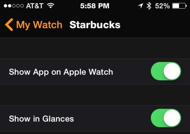 Starbucks alkalmazás - Apple Watch