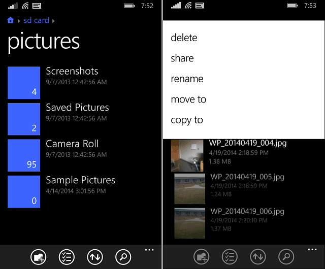 Files app Windows Phone 8-1