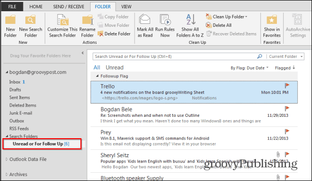 Outlook 2013: Hogyan használjuk a keresési mappákat az e-mailek gyors megkereséséhez!