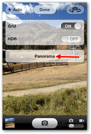 Készítsen iPhone iOS Panoramic Photo készüléket - Koppintson a Panoráma elemre