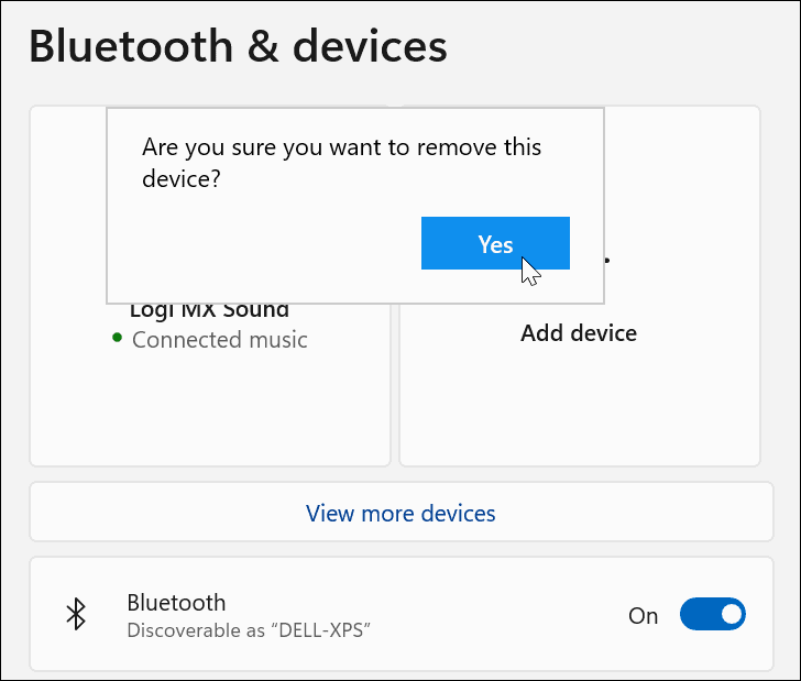 Ellenőrizze a Bluetooth-eszköz eltávolítását