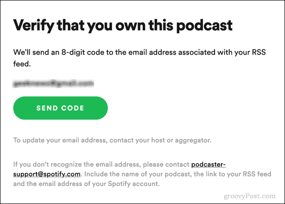 küldjön ellenőrző kódot a spotify podcasthoz