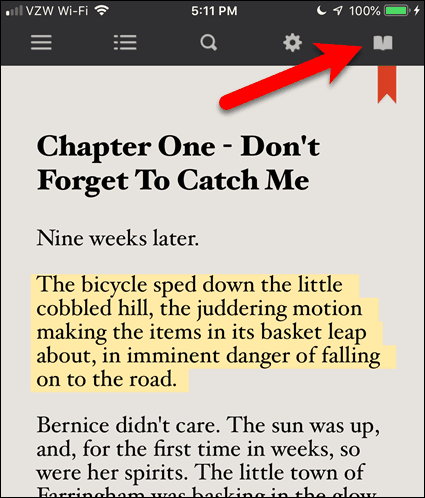 Érintse meg a nyitott könyv ikont egy e-könyvben a BookFusion iOS rendszerhez