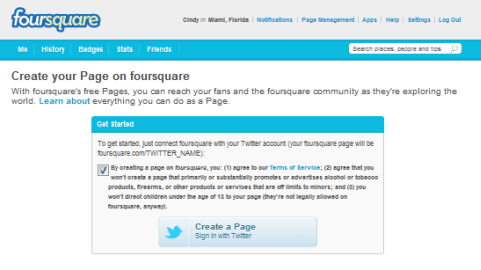 foursquare üzleti oldal