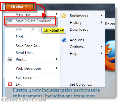 Indítsa el a privát böngészést a Firefox 4 programban