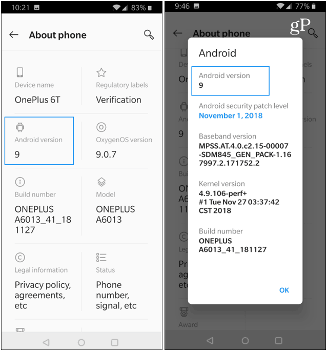 OnePlus A telefon Android verziójáról