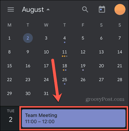 google naptár esemény mobil
