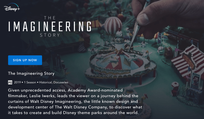 Disney + weboldal a Képzelő történethez