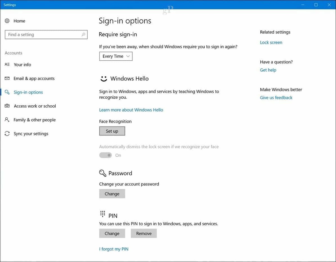 A Windows Hello arcfelismerés beállítása a Windows 10 rendszerbe való bejelentkezéshez