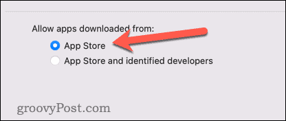 Csak a Mac App Store-ból származó alkalmazások engedélyezése