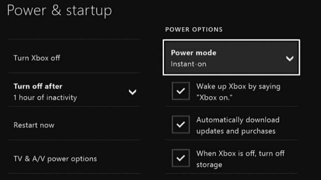 Xbox One energiatakarékos