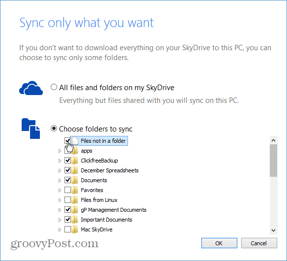 Különleges mappák szinkronizálása a SkyDrive-ról a számítógépre