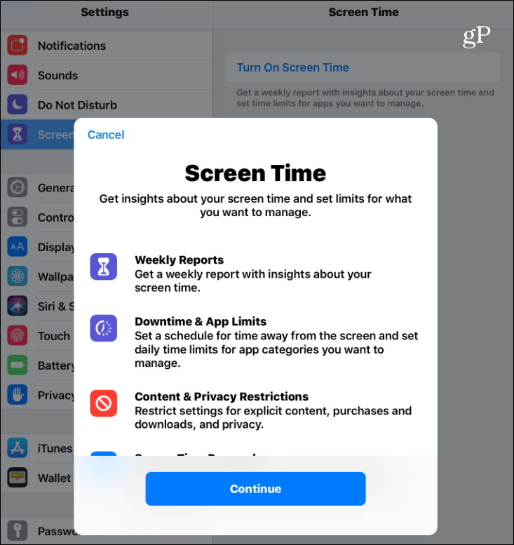 Engedélyezze a Képernyő idő iOS 12 verziót