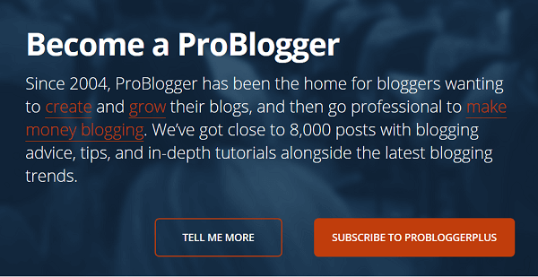A ProBlogger kezdőlapja más a webhely új látogatói számára.