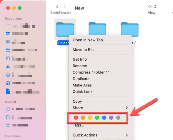 Alapértelmezett színcímke beállítása egy mappához Mac rendszeren