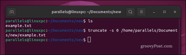 Linux-fájl ürítése a truncate paranccsal