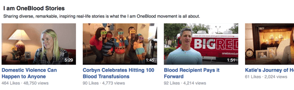 oneblood facebook videók