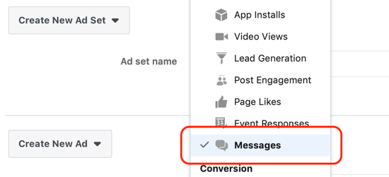 Hogyan szerezhetünk leadeket a Facebook Messenger hirdetésekkel, a hirdetéskészlet szintjén célként beállított üzenetekkel