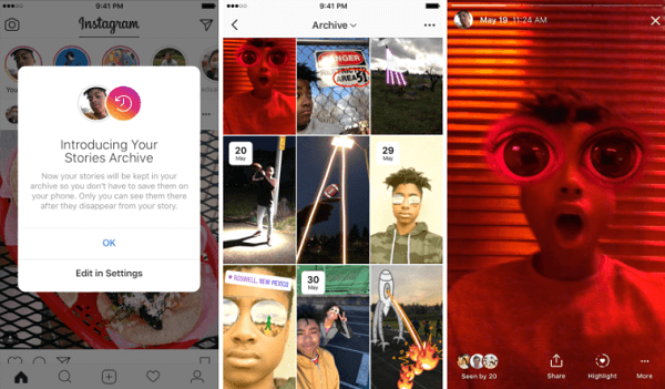Az Instagram új Stories Archive automatikusan elmenti a lejárt történeteket egy profil privát részébe.