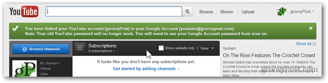 Csatlakoztasson egy YouTube-fiókot egy új Google-fiókhoz - Megerősítés - A fiók áttelepítése
