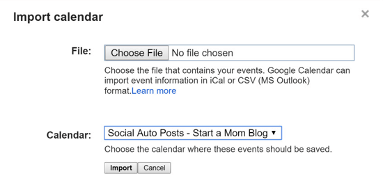importáljon csv fájlt a Google naptárába