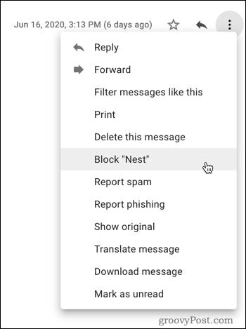 Blokkolás a Gmailben