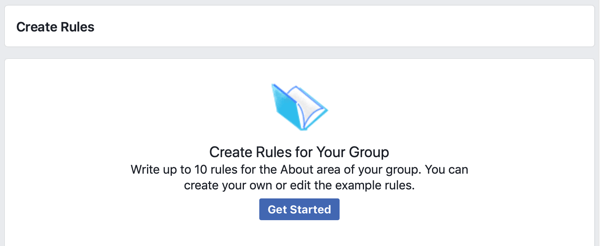 Hogyan fejlesztheti a Facebook-csoport közösségét, Facebook-opció a szabályok megalkotásához a csoport számára